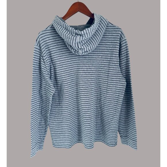 Vince Mens XL Gray & Navy Striped Hoodie Sweatshirt Casual Wear - Picture 5 of 9